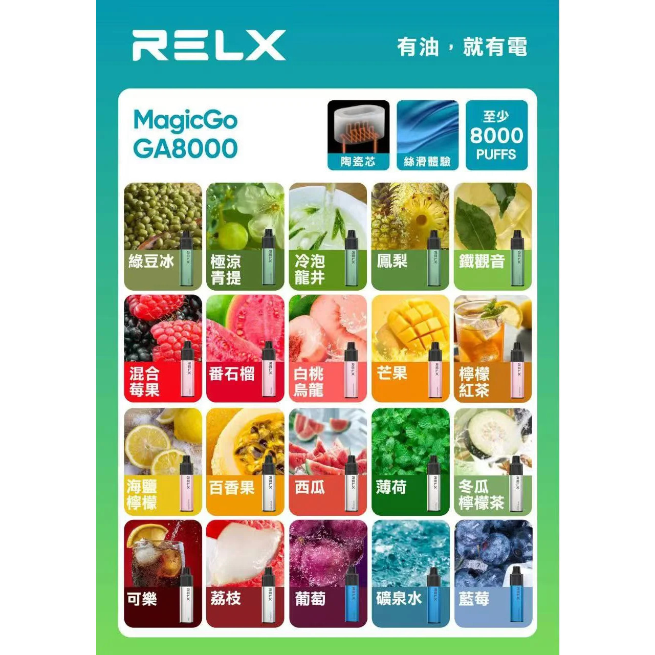 <p><strong>RELX 8000口<br />
拋棄式/一次性</strong></p>